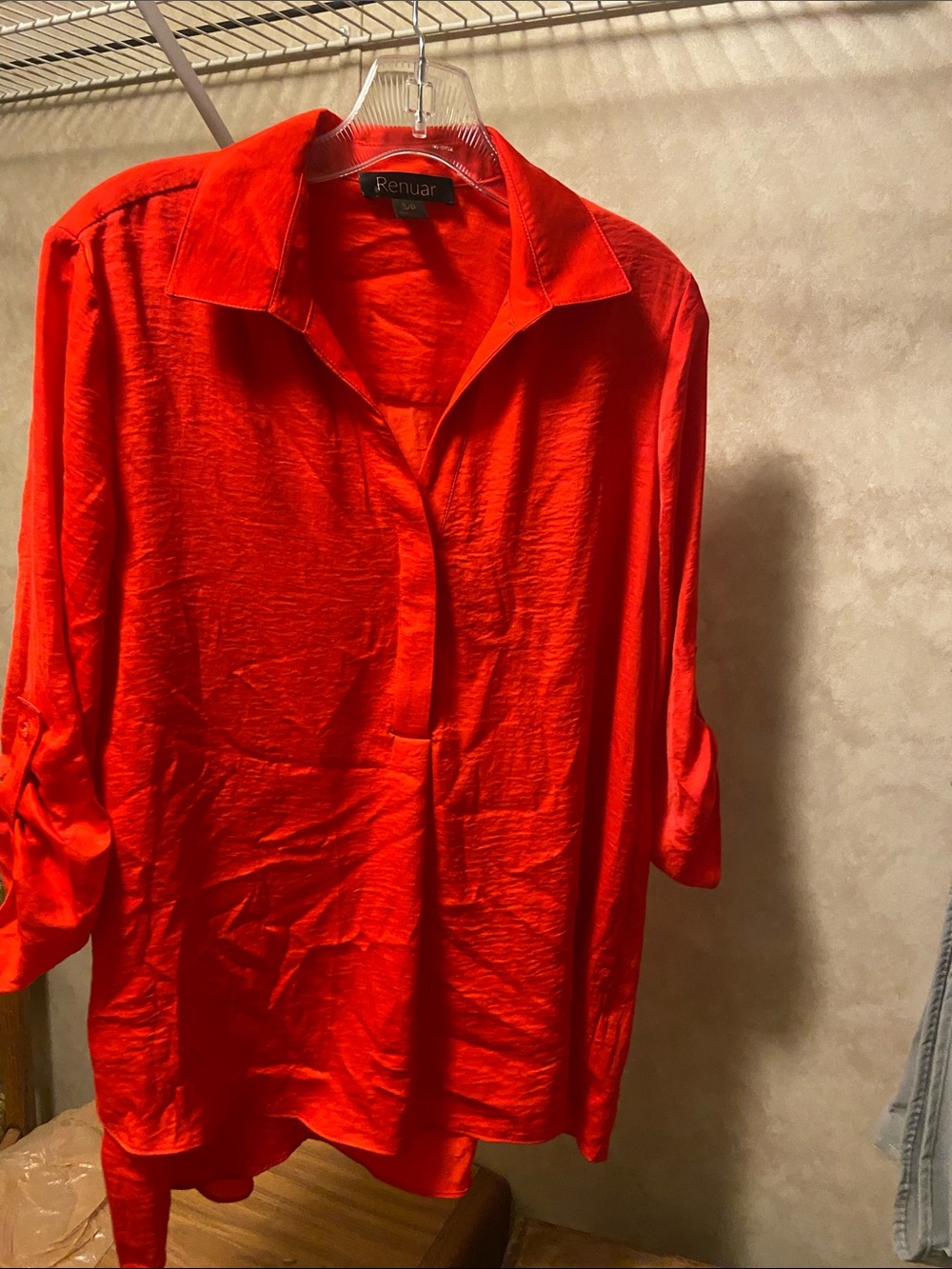 Renuar Men’s Bright Red Casual Button-Down Shirt